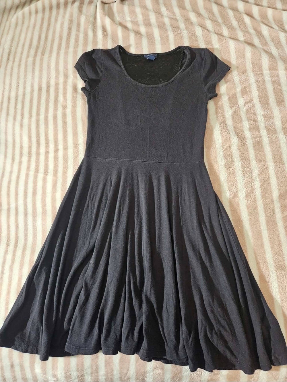 Aeropostale Black Scoop Neck Midi Fit-and-Flare Dress